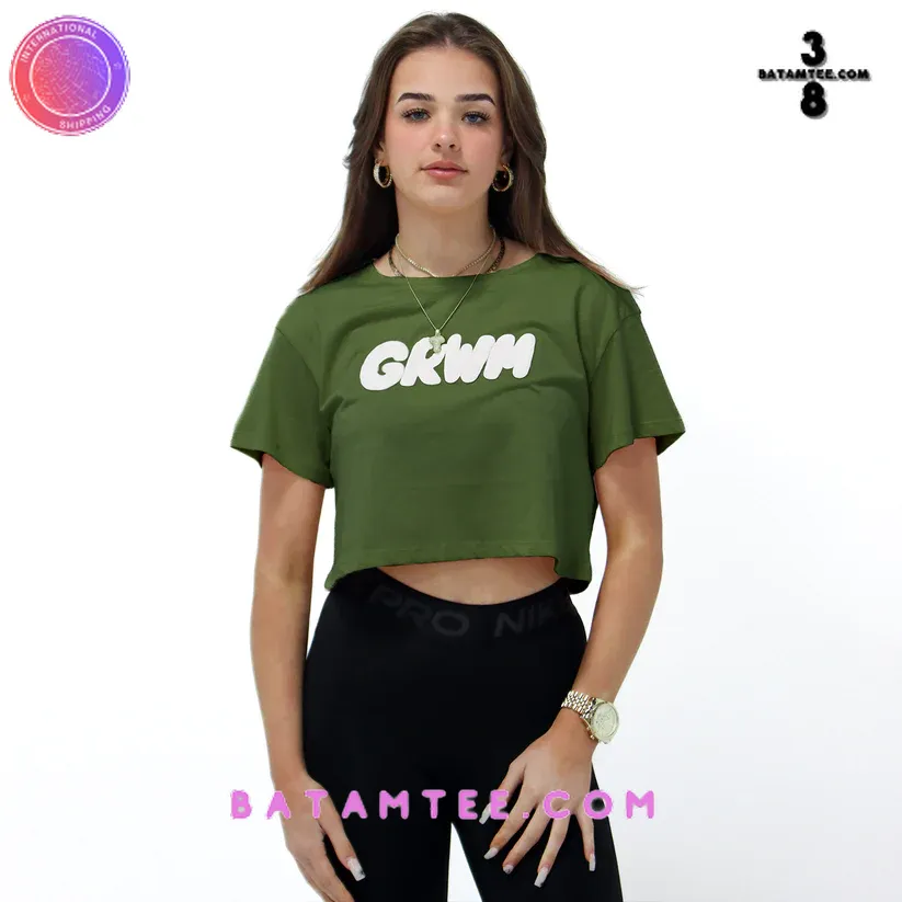 GRWM Tallulah Metcalfe Merch Cropped Tee - Olive Green