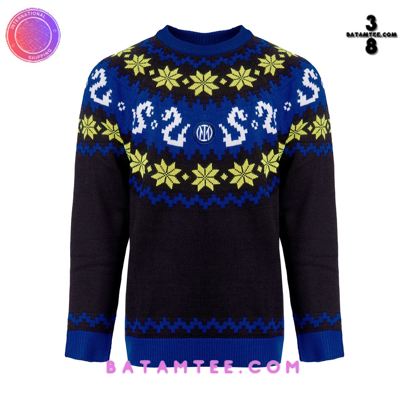 Inter Milan 2023 Snowflake Christmas Jumper's Overview - Batamtee Shop - Threads & Totes: Your Style Destination