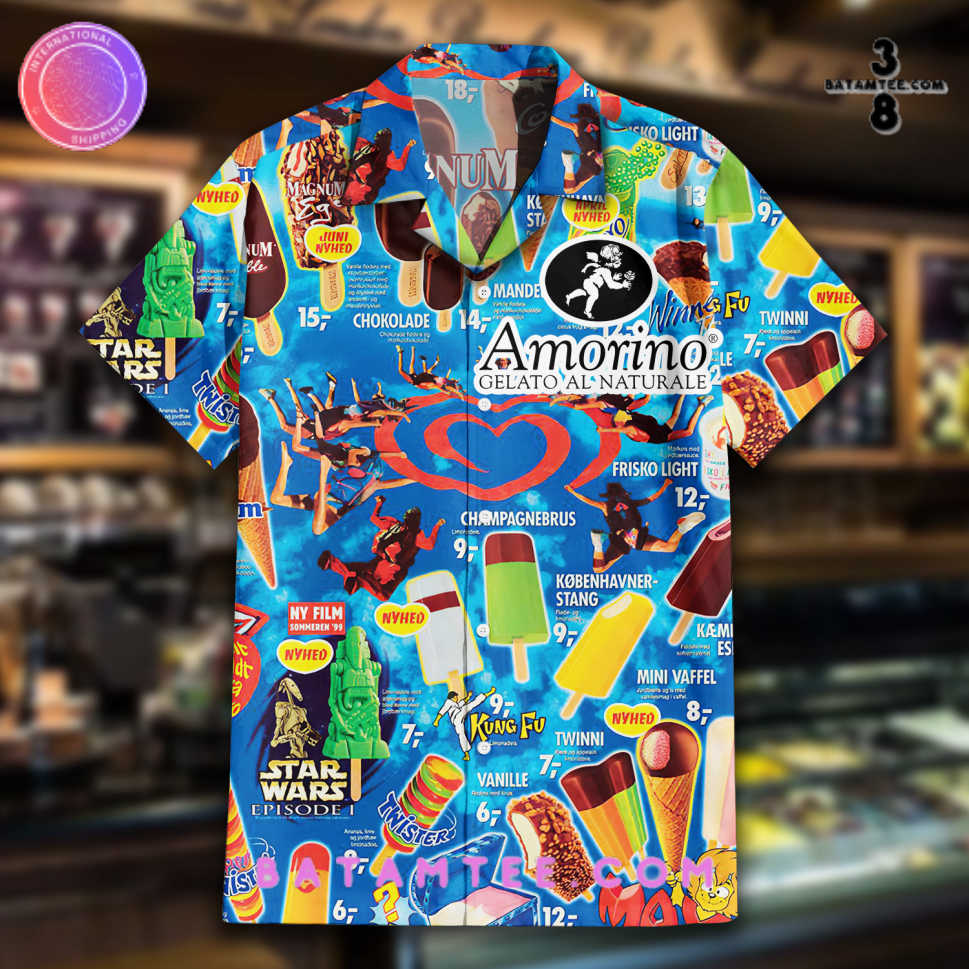 Amorino Gelato Ice Cream Hawaiian Shirt's Overview - Batamtee Shop - Threads & Totes: Your Style Destination