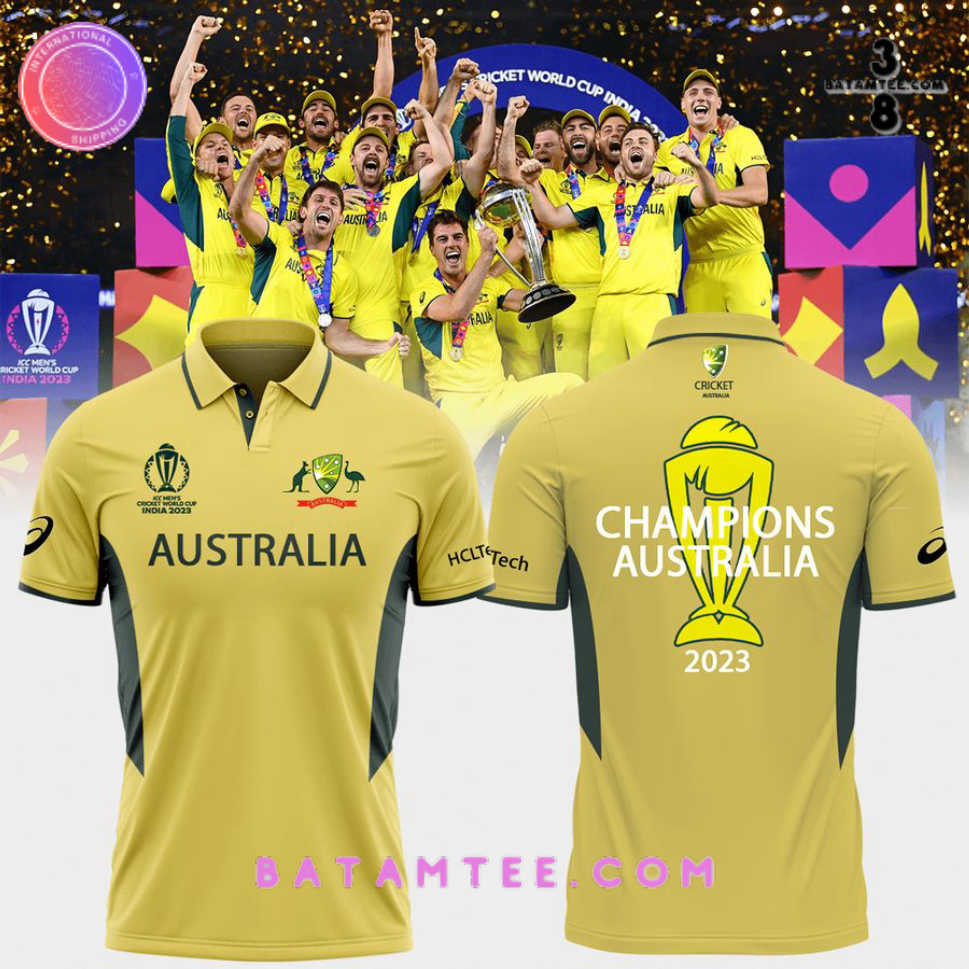 Australia Mens Cricket Team Champions ICC World Cup 2023 Polo Shirt's Overview - Batamtee Shop - Threads & Totes: Your Style Destination