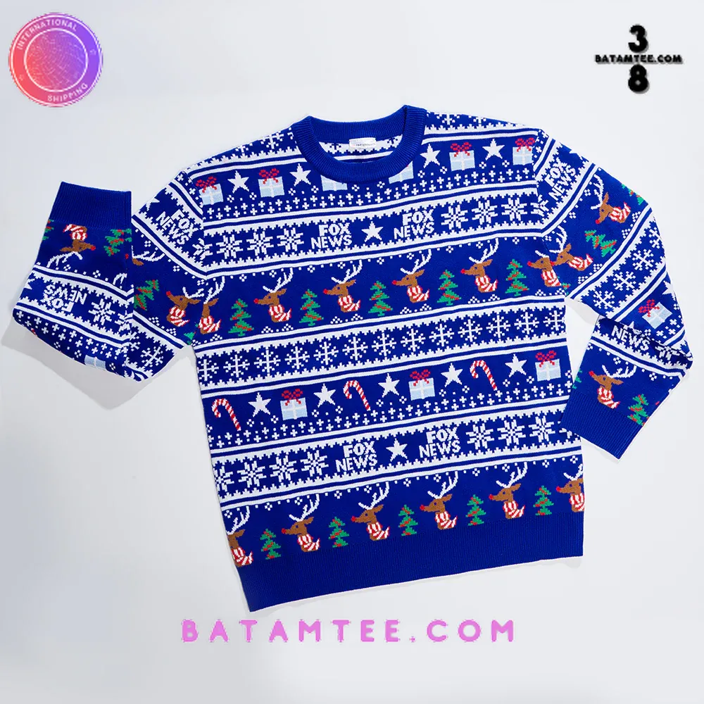 Fox News Reindeer Blue Ugly Christmas Sweater's Overview - Batamtee Shop - Threads & Totes: Your Style Destination