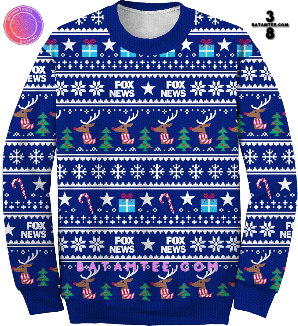 Fox News Reindeer Blue Ugly Christmas Sweater's Overview - Batamtee Shop - Threads & Totes: Your Style Destination