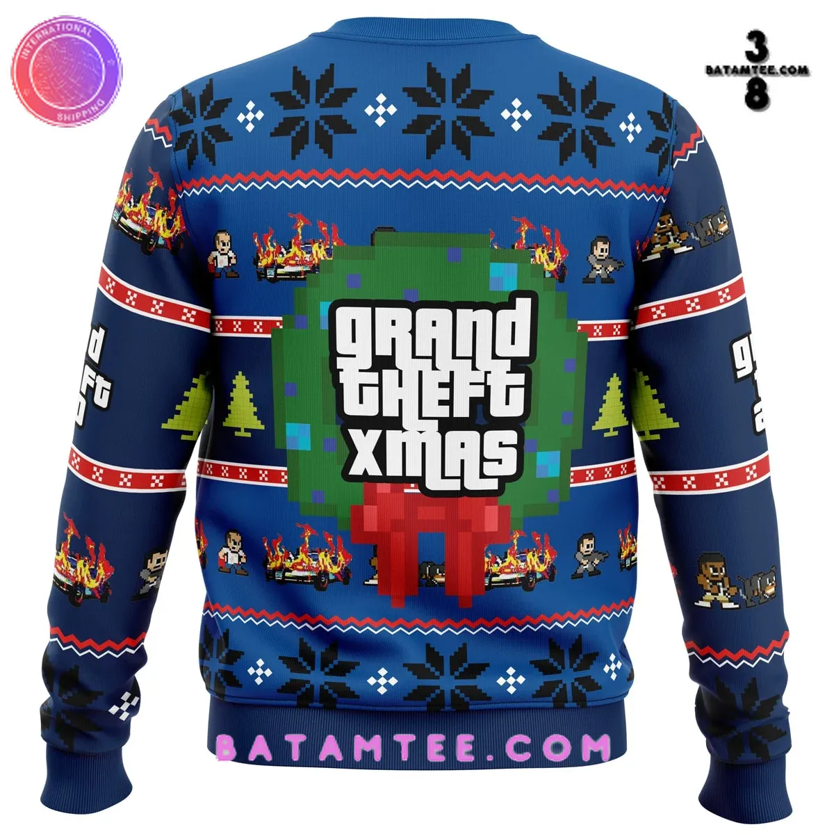 GTA Grand Theft Xmas Blue Ugly Christmas Sweater's Overview - Batamtee Shop - Threads & Totes: Your Style Destination