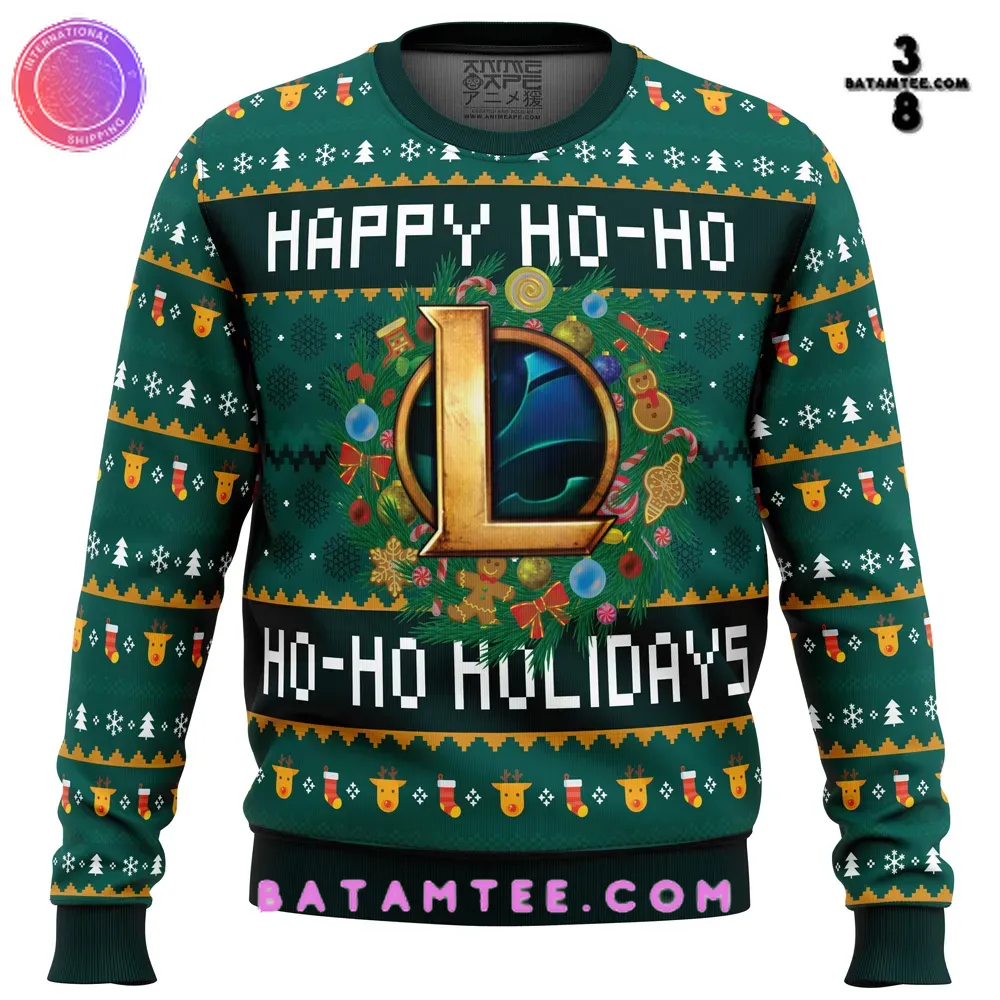 Happy Ho-Ho-Ho Holidays League of Legends Green Ugly Christmas Sweater's Overview - Batamtee Shop - Threads & Totes: Your Style Destination