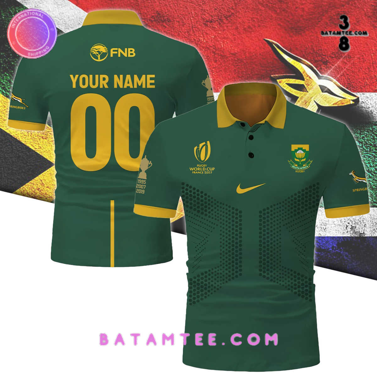 South Africa Rugby World Cup 2023 Road To Champions Custom Name Polo Shirt's Overview - Batamtee Shop - Threads & Totes: Your Style Destination