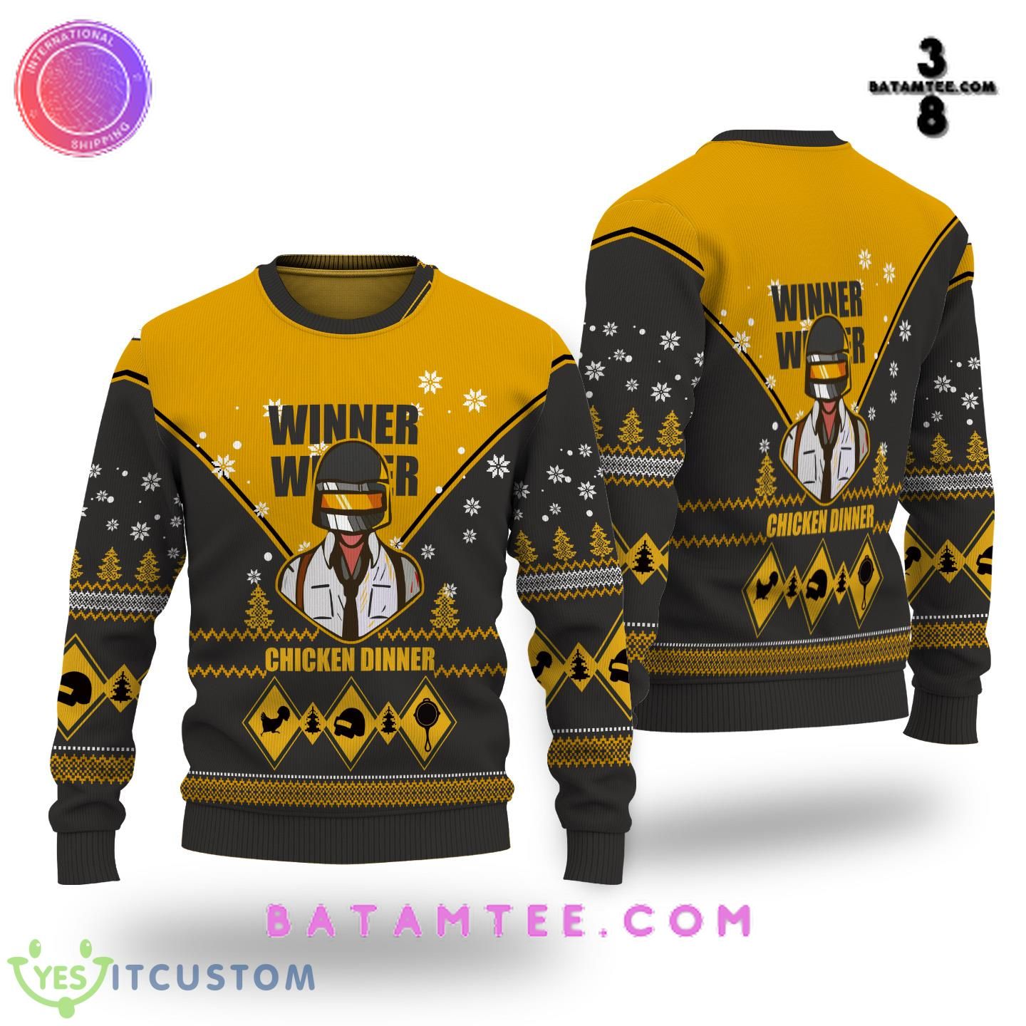 PUBG Winner Winner Chicken Dinner Yellow Ugly Christmas Sweater's Overview - Batamtee Shop - Threads & Totes: Your Style Destination