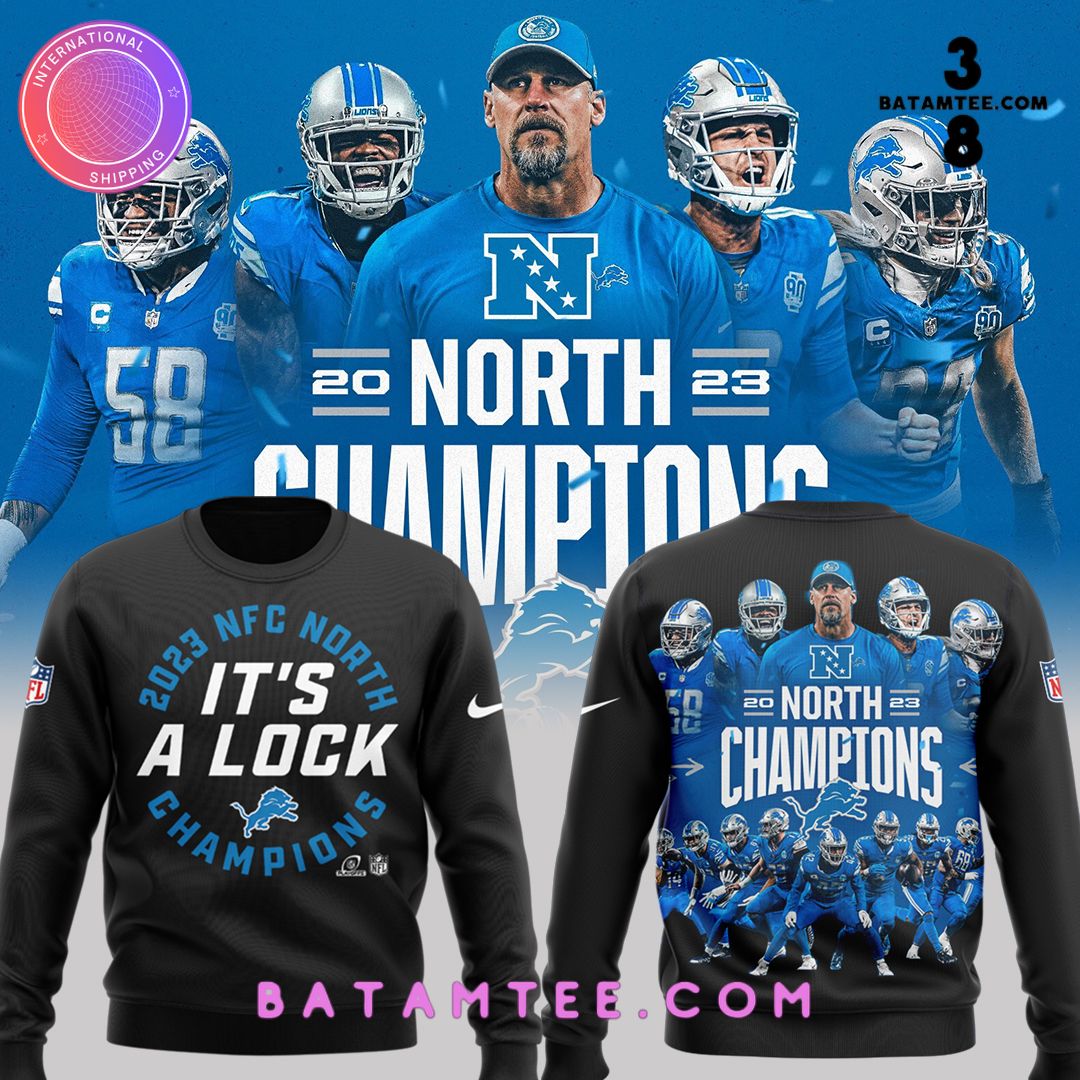 Detroit Lions 2023 NFC North It's Clock Champions Black Sweatshirt