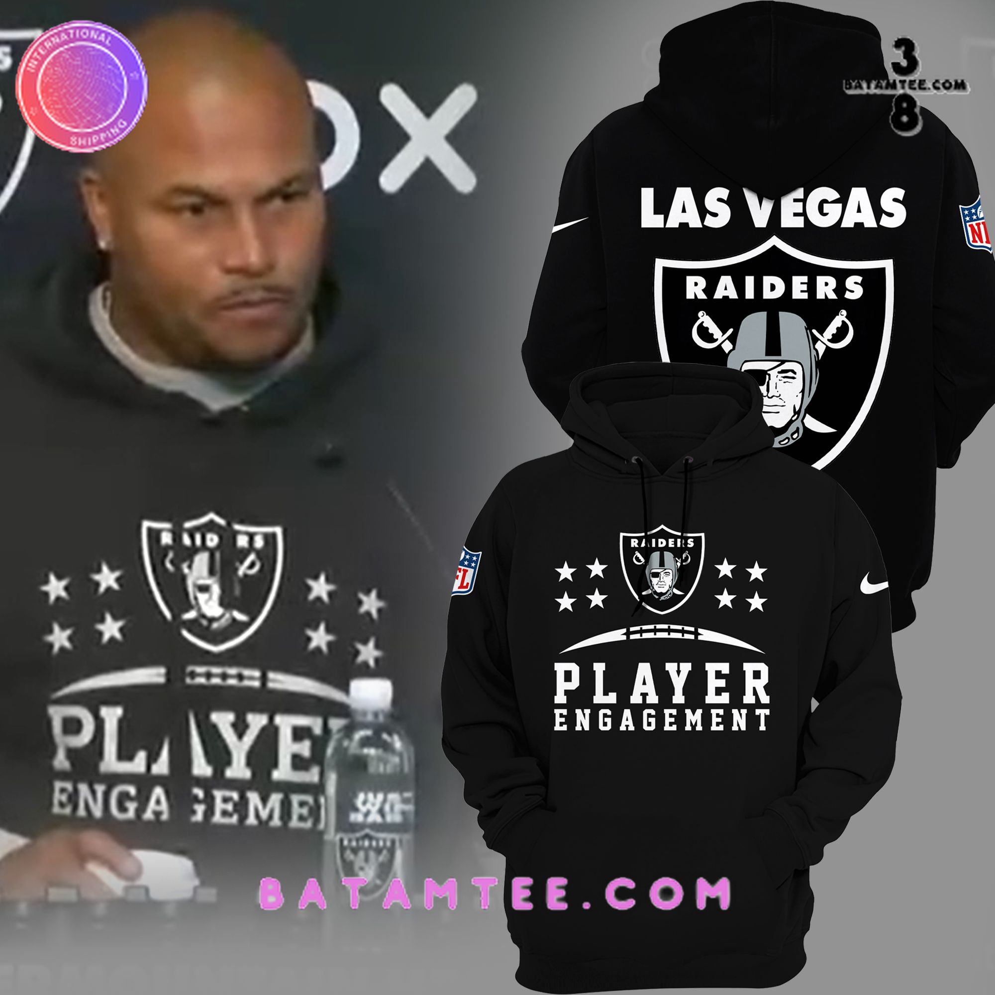 NFL Las Vegas Riders Player Engagement Black Hoodie, Pants