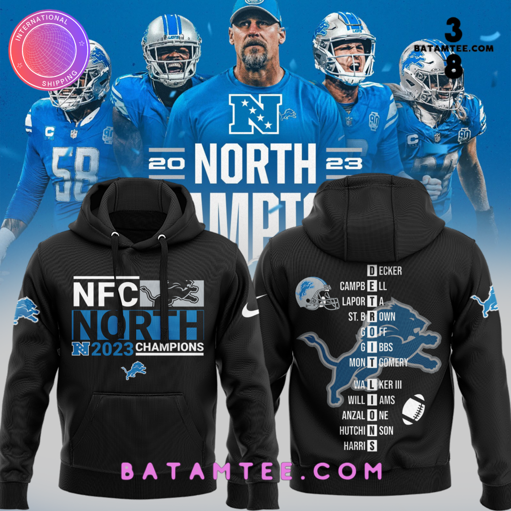 Detroit Lions NFC 2023 North Champions Team Name Black Hoodie, Pants, Cap