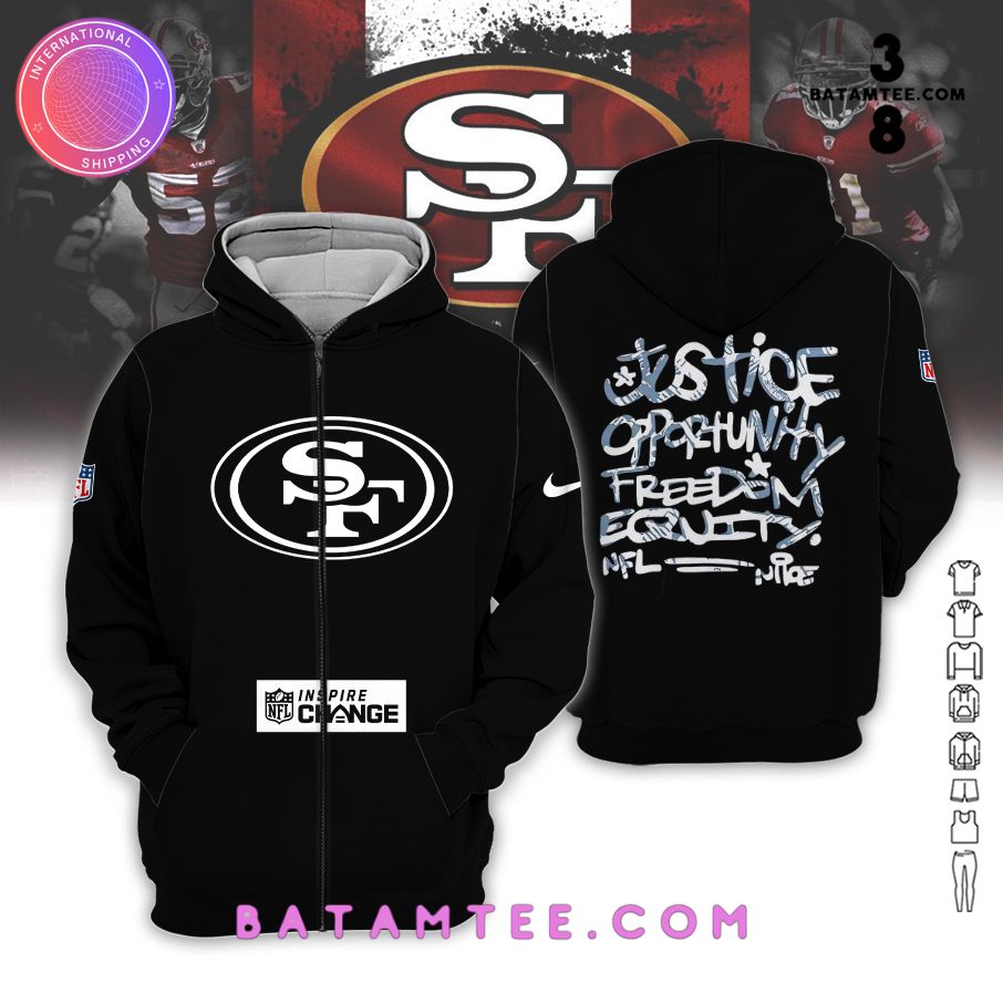 NFL San Francisco 49ers Inspire Change Justice Opportunity Equality Freedom Black Hoodie