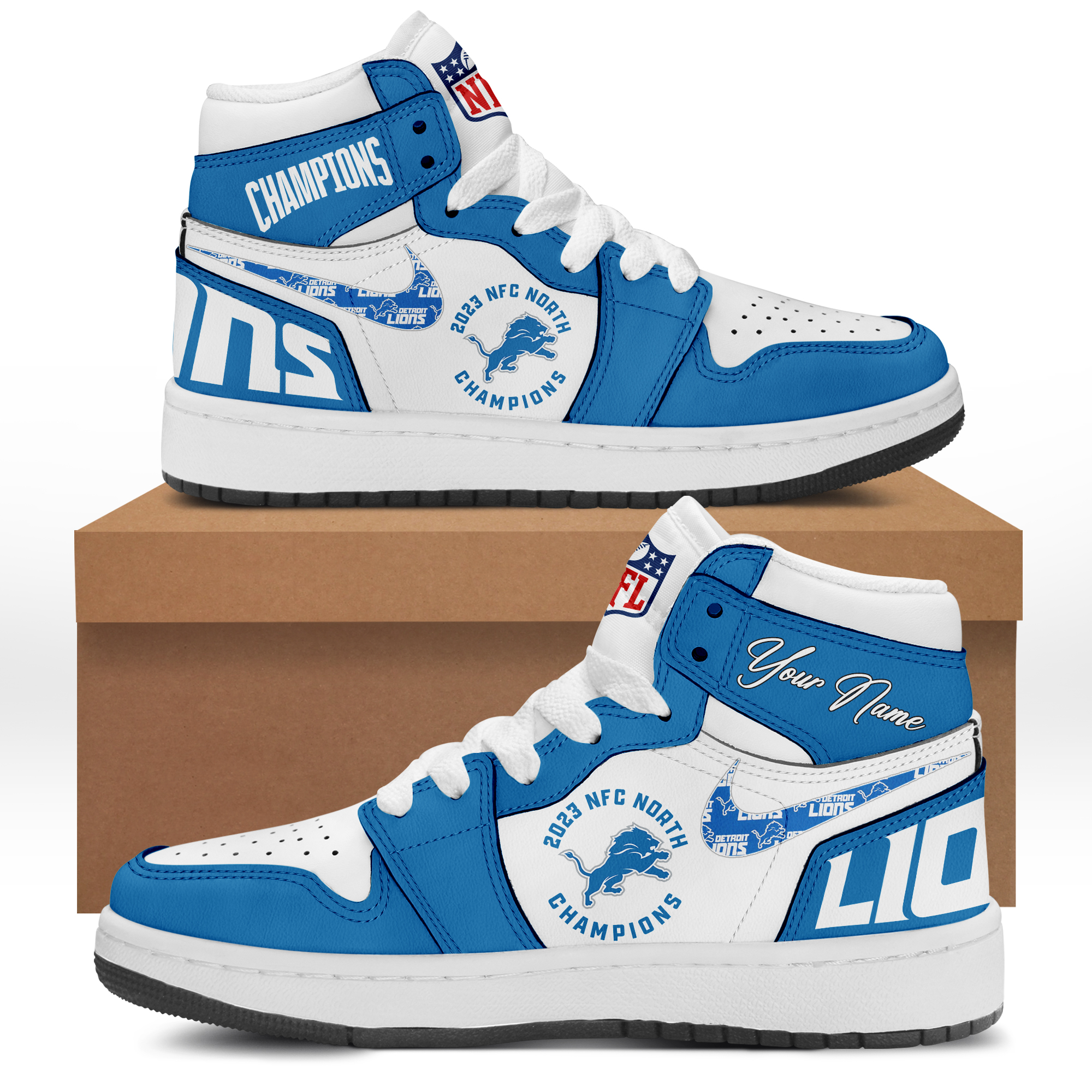 Detroit Lions 90th Champions 2023 NFC North Air Jordan 1 Sneaker