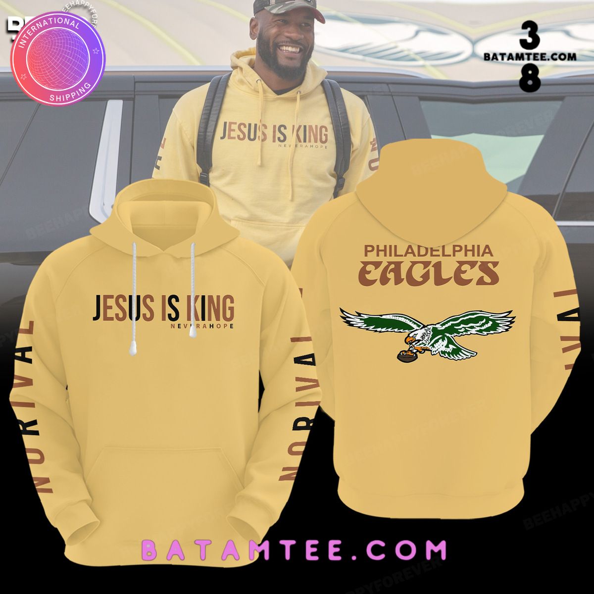 Shaquille Leonard NFL Philadelphia Eagles Jesus is King Hoodie