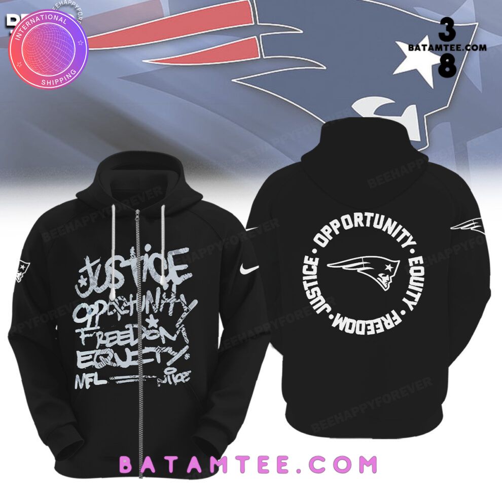 NFL New England Patriots Inspire Change Justice Opportunity Equality Freedom Black Hoodie