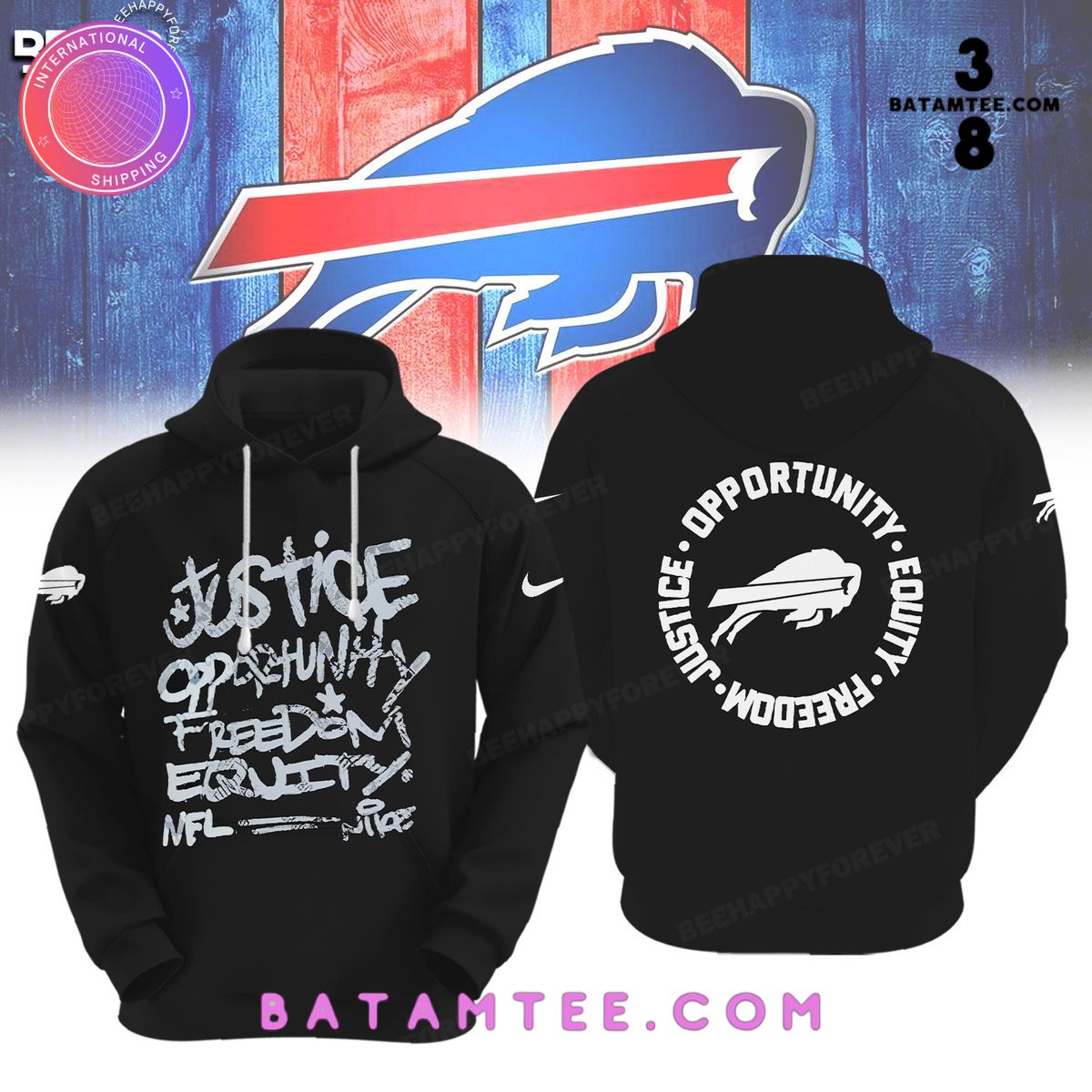 NFL Buffalo Bills Inspire Change Justice Opportunity Equality Freedom Black Hoodie