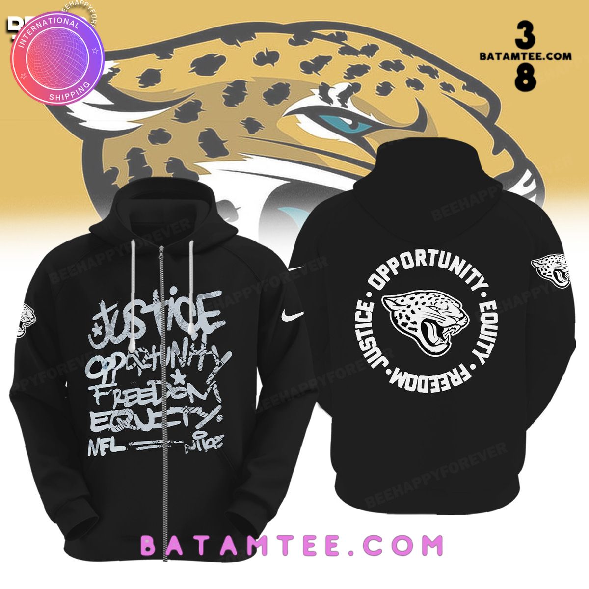 NFL Jacksonville Jaguars Inspire Change Justice Opportunity Equality Freedom Black Hoodie