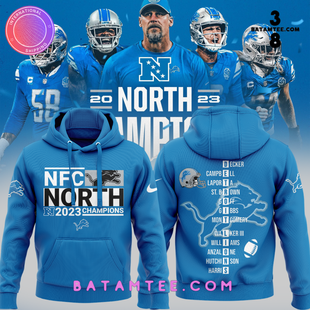 Detroit Lions NFC 2023 North Champions Team Name Blue Hoodie, Pants, Cap