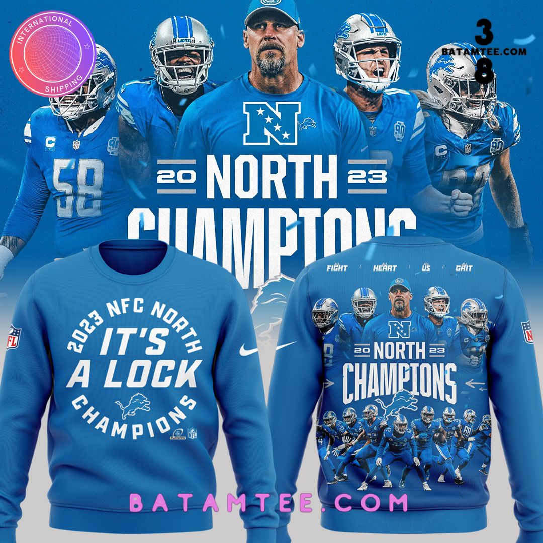 Detroit Lions 2023 NFC North It's Clock Champions Blue Sweatshirt