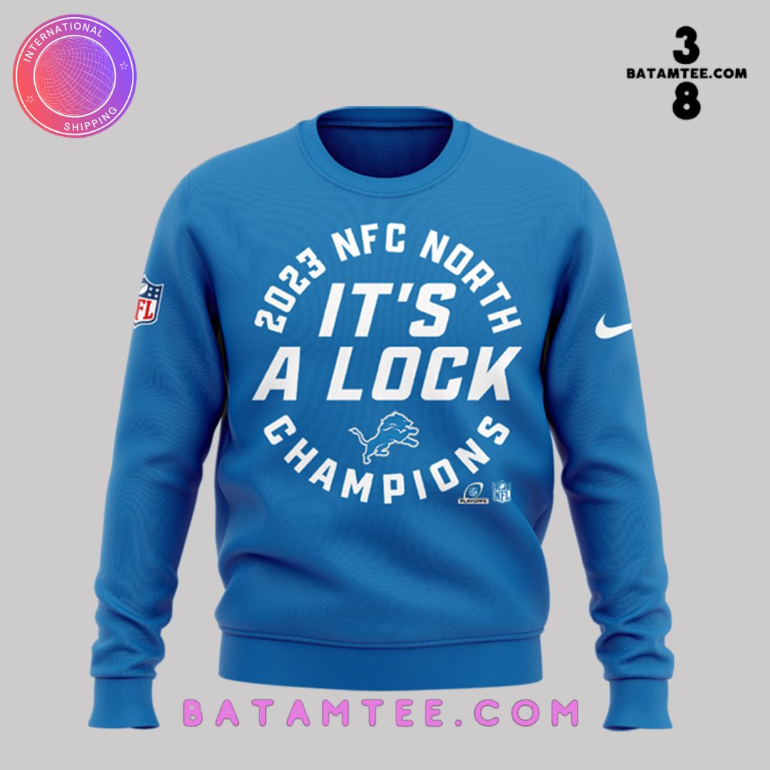 Detroit Lions 2023 NFC North It's Clock Champions Blue Sweatshirt