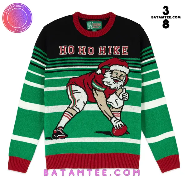 Ho Ho Hike Santa Plays Football Ugly Christmas Sweater