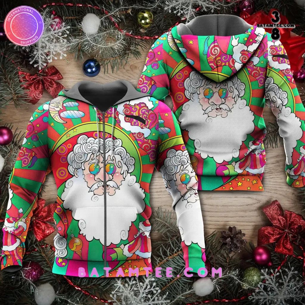 Christmas Santa Claus Psychedelic Colorful Hoodie