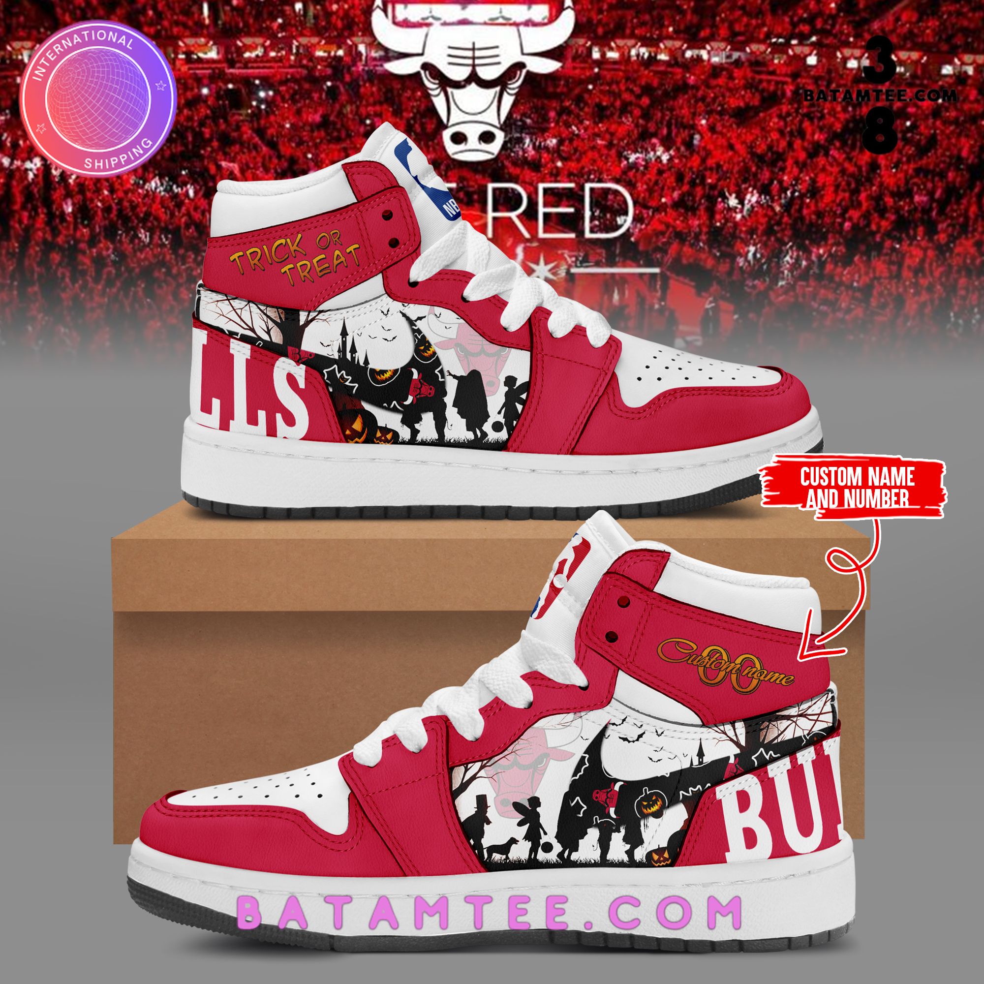 NBA Chicago Bulls Trick Or Treat Personalized Air Jordan 1 Sneaker's Overview - Batamtee Shop - Threads & Totes: Your Style Destination