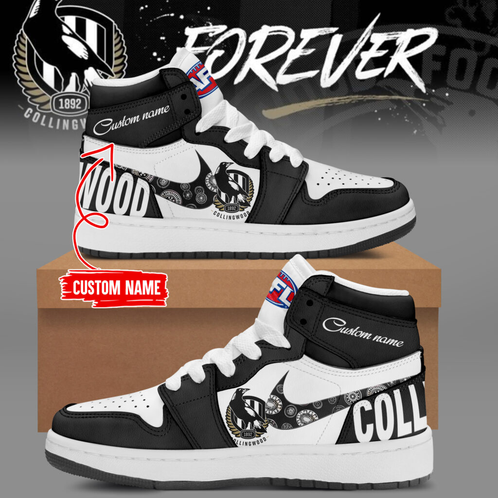 AFL Collingwood Magpies FC 2024 Go Pies Win Custom Name Air Jordan 1