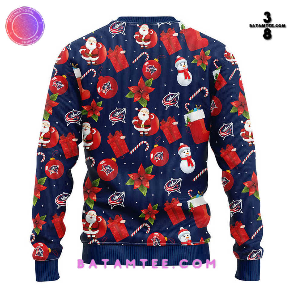 NHL Columbus Blue Jackets Santa Snowman Gift Ugly Christmas Sweater's Overview - Batamtee Shop - Threads & Totes: Your Style Destination