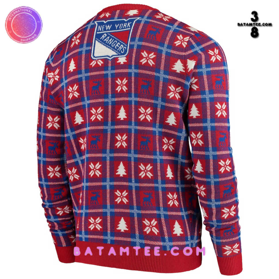 NHL New York Rangers Red Big Logo Ugly Christmas Sweater's Overview - Batamtee Shop - Threads & Totes: Your Style Destination