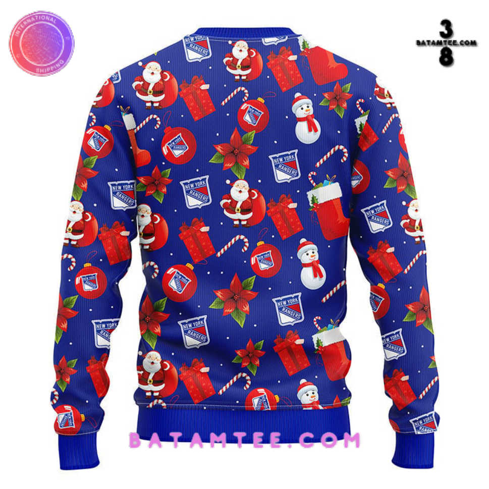 NHL New York Rangers Santa Snowman Gift Ugly Christmas Sweater's Overview - Batamtee Shop - Threads & Totes: Your Style Destination