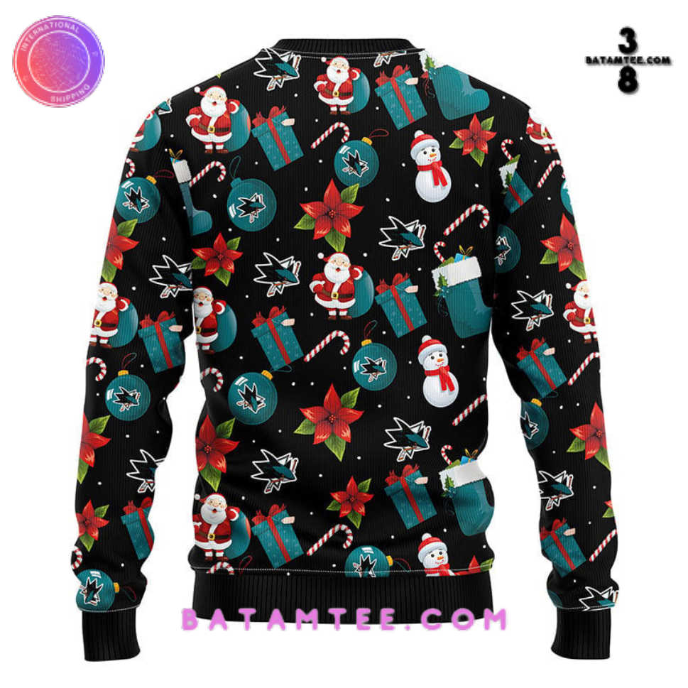 NHL San Jose Sharks Santa Snowman Gift Ugly Christmas Sweater's Overview - Batamtee Shop - Threads & Totes: Your Style Destination