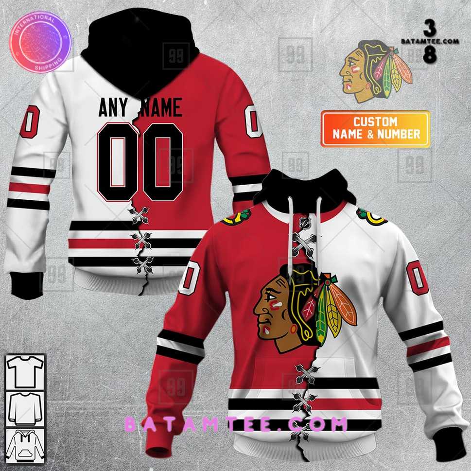 Personalized NHL Chicago Blackhawks Mix Jersey Hoodie Special Design