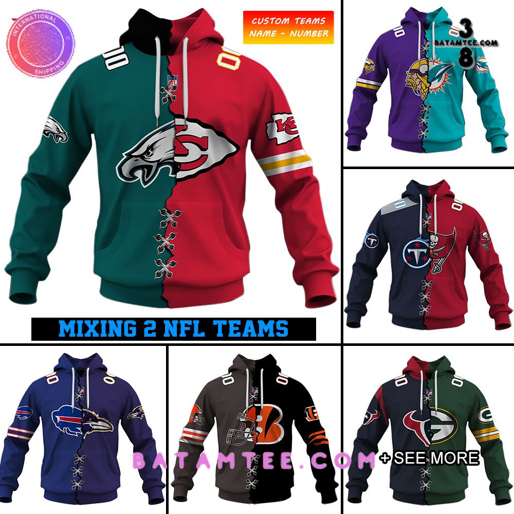 Personalized NFL Mix 2 Teams Home Jersey 2023 Hoodie