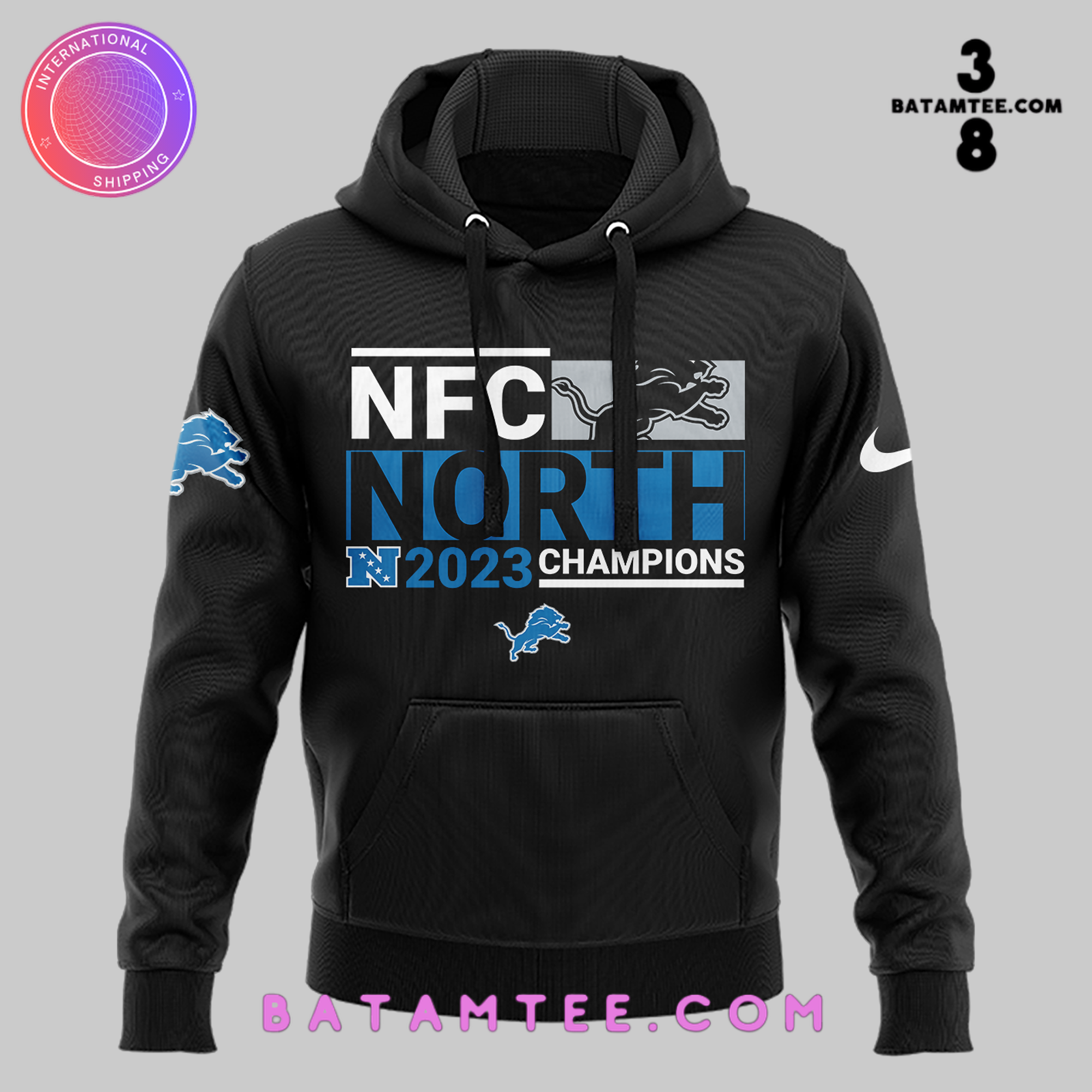 Detroit Lions NFC 2023 North Champions Team Name Black Hoodie, Pants, Cap