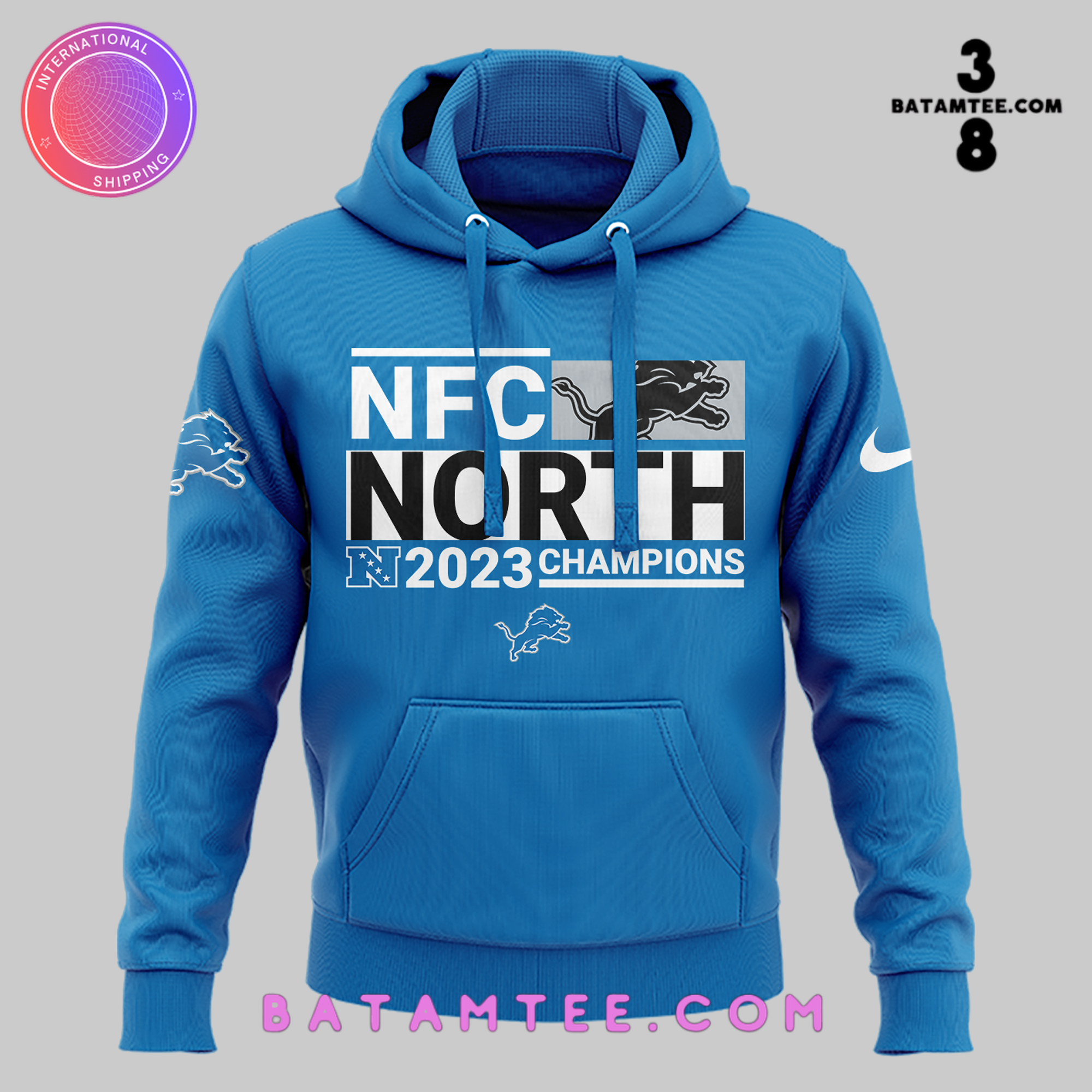 Detroit Lions NFC 2023 North Champions Team Name Blue Hoodie, Pants, Cap