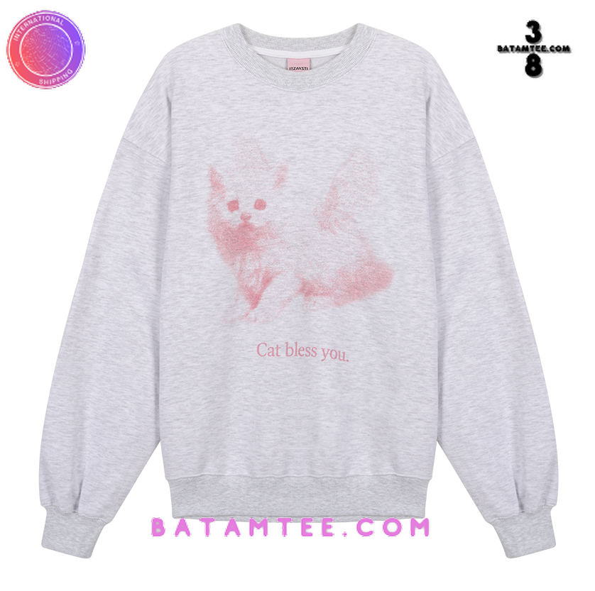 Cat Bless You Light Grey Sweater