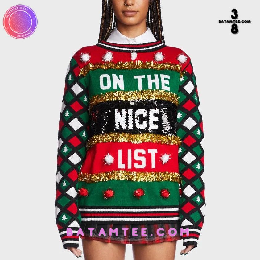 On The Naughty Or Nice Flip Sequin Ugly Christmas Sweater