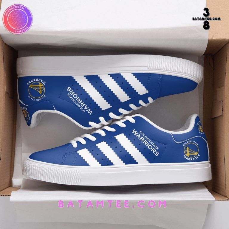 NBA Golden State Warriors Blue White Stripes Stan Smith Shoes