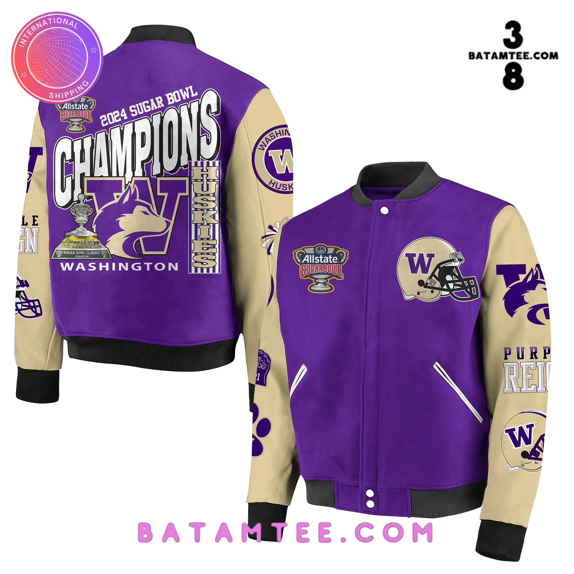 Washington Huskies 2024 Allstate Sugar Bowl Champs Baseball Jacket