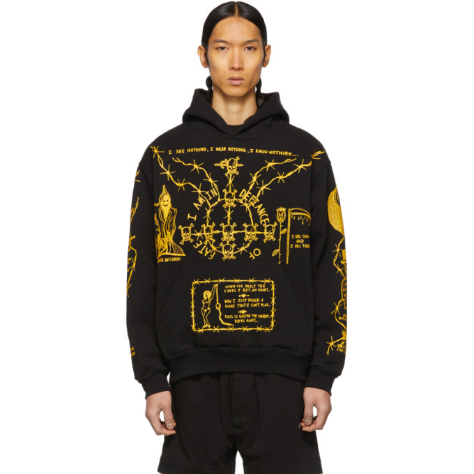 Warren Lotas SSENSE Black Yellow Sabata Hoodie