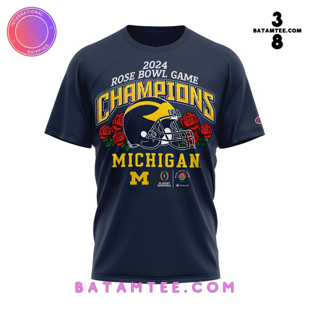 Michigan Wolverines 2024 Rose Ball Game Champions Navy T-Shirt's Overview - Batamtee Shop - Threads & Totes: Your Style Destination