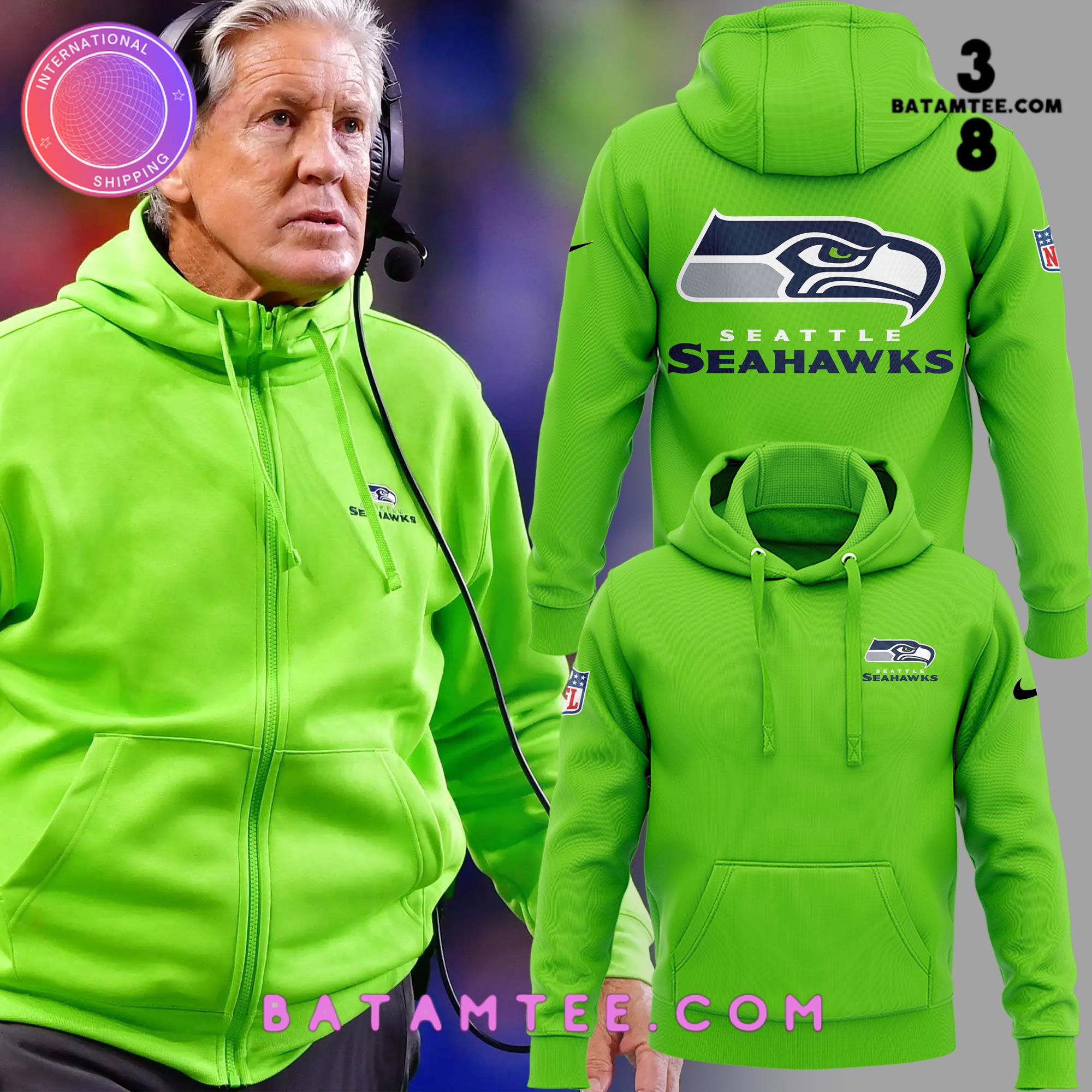 Coach Pete Carroll Seattle Seahawks Neon Green Hoodie, Pants, Cap