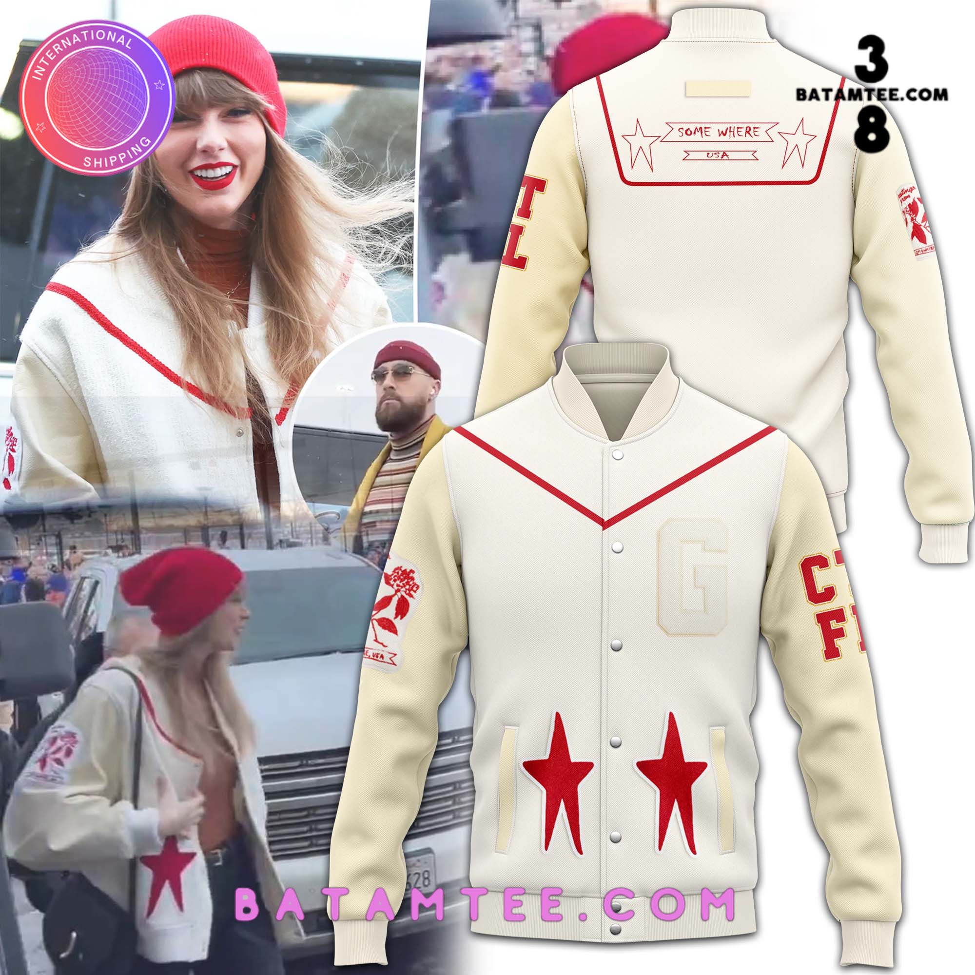 Taylor Swift ft. Kansas City Chiefs Varsity Jacket's Overview - Batamtee Shop - Threads & Totes: Your Style Destination