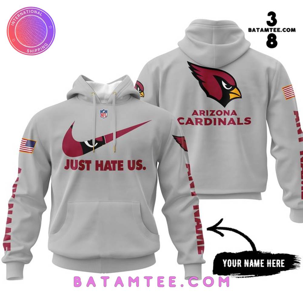 Arizona Cardinals x Nike Just Hate Us Custom Name Grey Hoodie