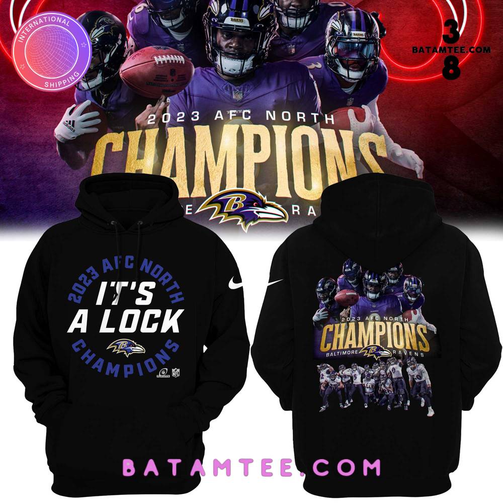 Baltimore Ravens 2023 AFC North It's Clock Champions Hoodie