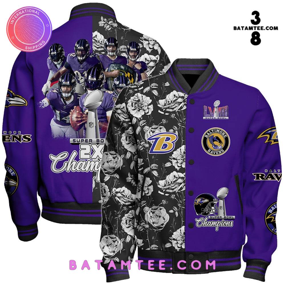 Baltimore Ravens Flowers Super Bowl 2024 Jacket's Overview - Batamtee Shop - Threads & Totes: Your Style Destination