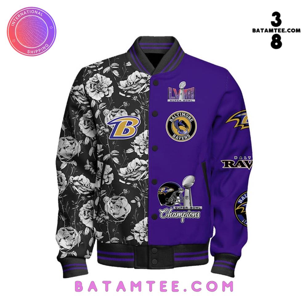 Baltimore Ravens Flowers Super Bowl 2024 Jacket's Overview - Batamtee Shop - Threads & Totes: Your Style Destination