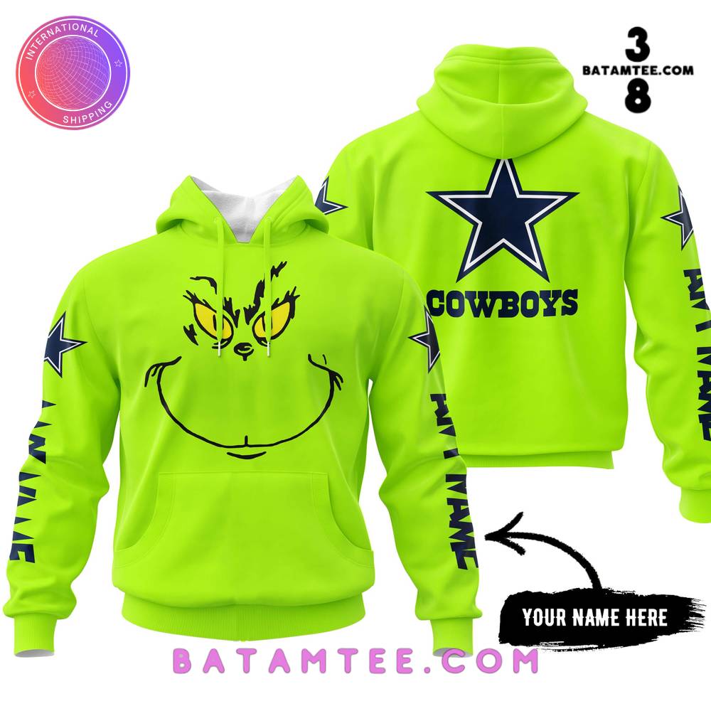 Dallas Cowboys x Grinch Face Custom Name Special Design Hoodie