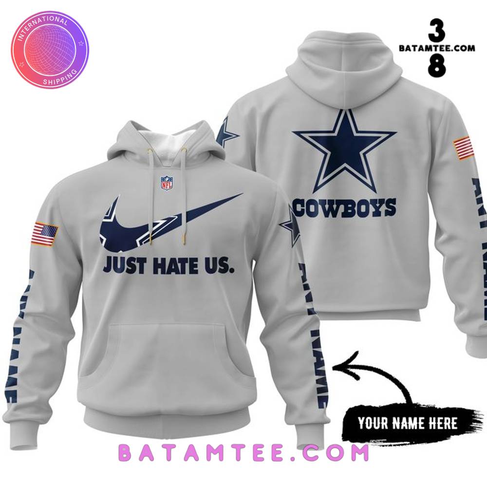 Dallas Cowboys x Nike Just Hate Us Custom Name Grey Hoodie