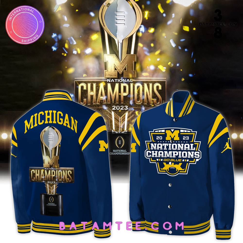 Michigan Wolverines CFP 2023 National Champions Go Blue Baseball Jacket, Cap