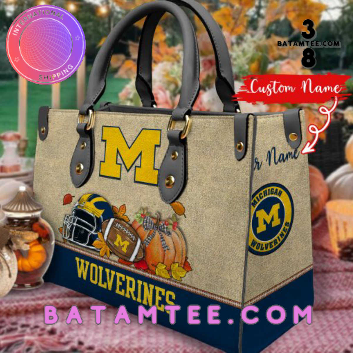 Personalized Michigan Wolverines Autumn Women Leather Hand Bag's Overview - Batamtee Shop - Threads & Totes: Your Style Destination